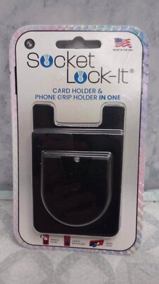Socket Lock-It,  Adhesive Card Holder + Phone Grip Holder in One. NEW SEALED 