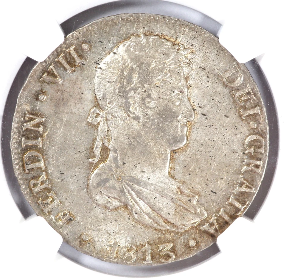 NGC MS61 1813 LIMA JP Peru 8 Reales Ferdinand VII Silver Coin - Image 2 of 3
