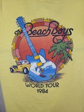 Vtg Beach Boys Band World Tour Cotton S-4XL Unisex Yellow Classic Shirt MM153