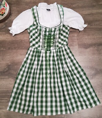 Spieth & Wensky   Dirndl Gr. 38 grün und weiß kariert mit Bluse