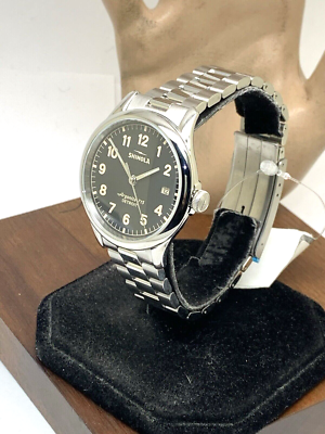 Shinola Mens Watch 20141278 Vinton Quartz Black Dial Silver