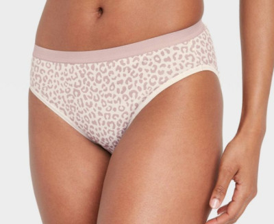 6 Pk: Women's High Cut Briefs SMALL Auden Cream/Pink/Leopard Print NWT 6086-R3P7