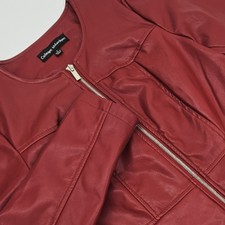 Catherine Malandrino Size Small Red Faux Leather Lined Zip-up Moto Jacket Biker