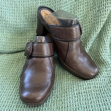Clarks Artisan Vintage Y2K Leather Mule Clogs Brown Size 7.5