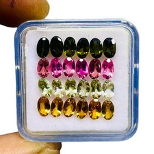 VVS 24 Pcs Natural Multi Color Tourmaline 5x3mm Oval Cut Loose Gemstones Lot
