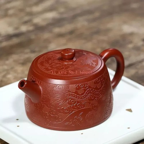 6.8oz Real Yixing Zisha Tea Pot Dahongpao Clay Marked Dragon Carved Jing Lan Pot - Picture 6 of 24