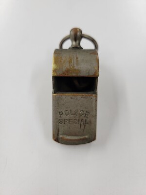 Vintage WWII Heavy Plated Brass Metal Police Special Whistle. Made