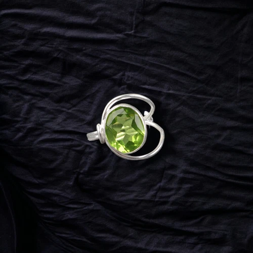 Green Peridot Gemstone 925 Sterling Silver Handmade Jewelry Gift Ring Gift For