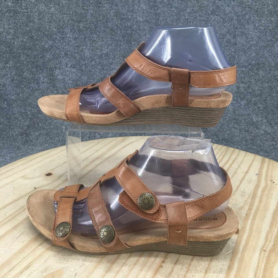 Sandalias Rockport By Cobb Hill para mujer de 9,5 anchas con cuña de miel correa con correa marrón Foto 2 de 4