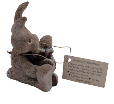 Gail Laura 1991 Rebel Rabbit Patriot Bear Calendar Rabbit Sculpture  Figurine Tag | eBay