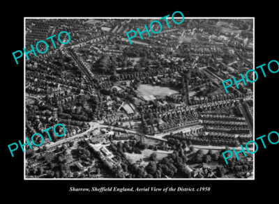 OLD LARGE HISTORIC PHOTO SHARROW SHEFFIELD ENGLAND AERIAL VIEW OF DISTRICT 1950