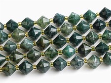 8MM Genuine Natural Green Moss Agate Beads Grade AA Bicone Faceted Loose Beads