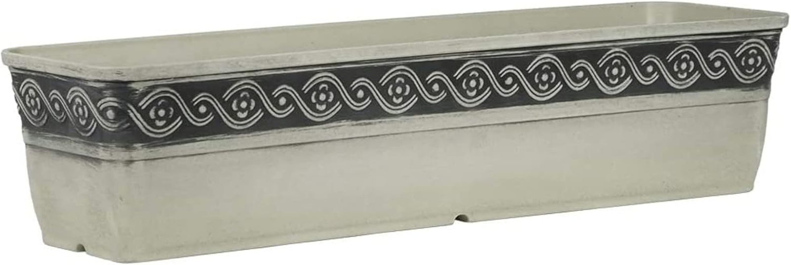 Corinthian Resin Flower Pot Rectangle Planter, Concrete Grey, 18