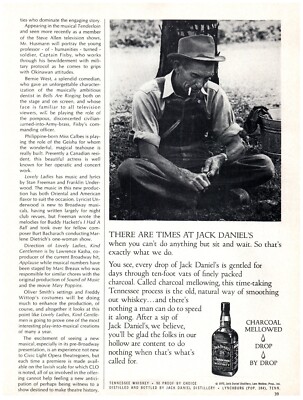 PRINT AD, 1970 Jack Daniels Whiskey There Are Times Sit & Wait Distiller Smoking