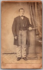 ANTIQUE CDV CIRCA 1860s S. McFARLAND HANDSOME YOUNG MAN IN SUIT PHILADELPHIA PA.