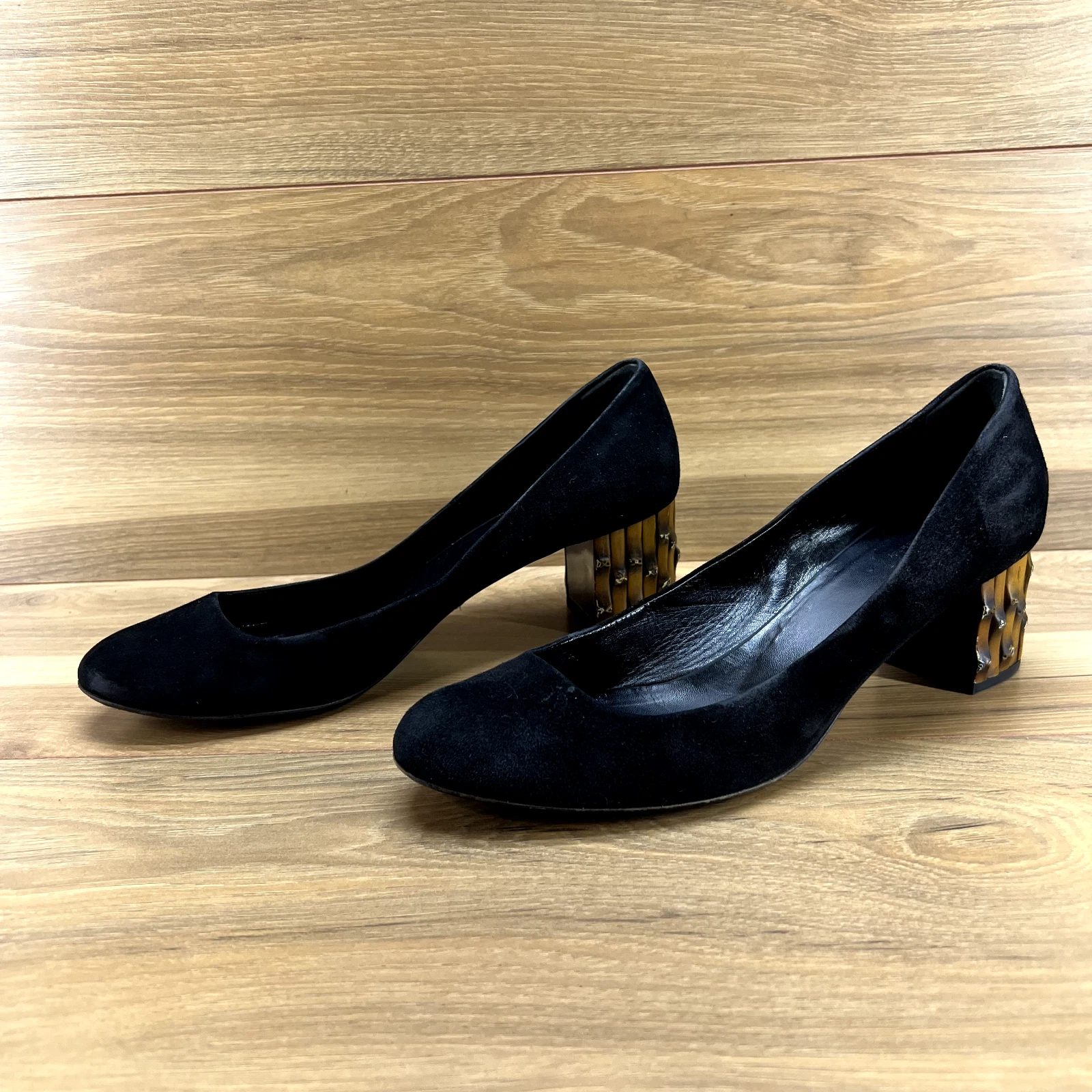 Escarpins femme GUCCI 11 EU 41 dahlia talons bambou daim noir