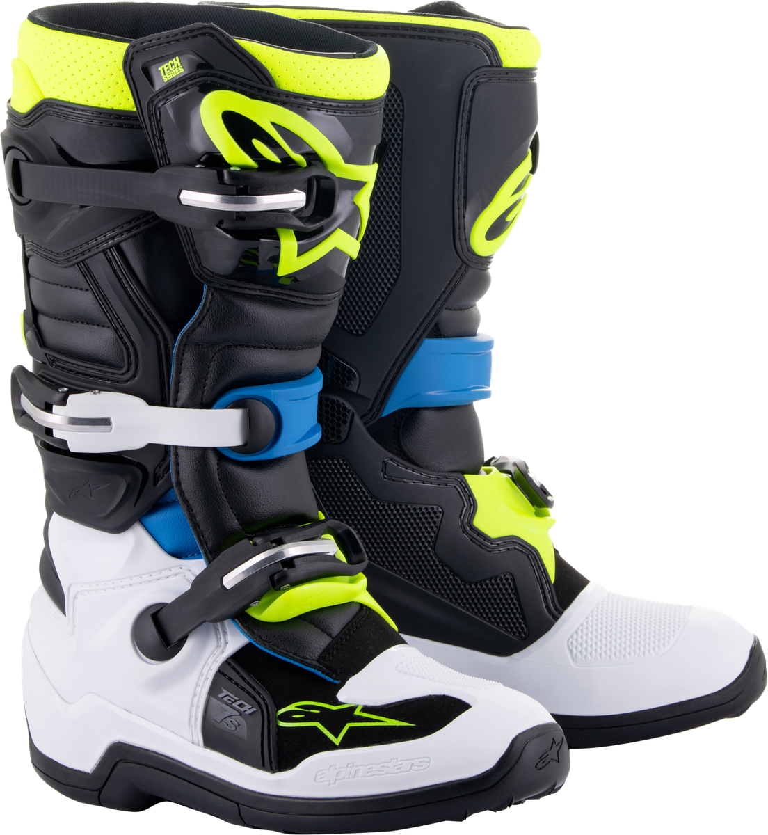 Alpinestars Mens MX Offroad Tech 7S Boots Black/Enamel Blue/Fluo