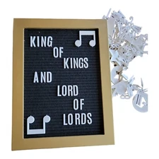 Letter Board Message Sign 12x9 Gold Painted Wood Frame Black Background White