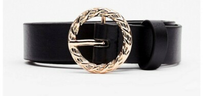 Nasty Gal Turn Things Around Faux Leather Hammered Circle Belt Black