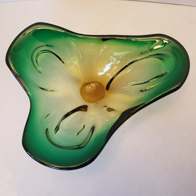 Vintage Muranostyle Art Glass Console Dish Smooth Pontil eBay