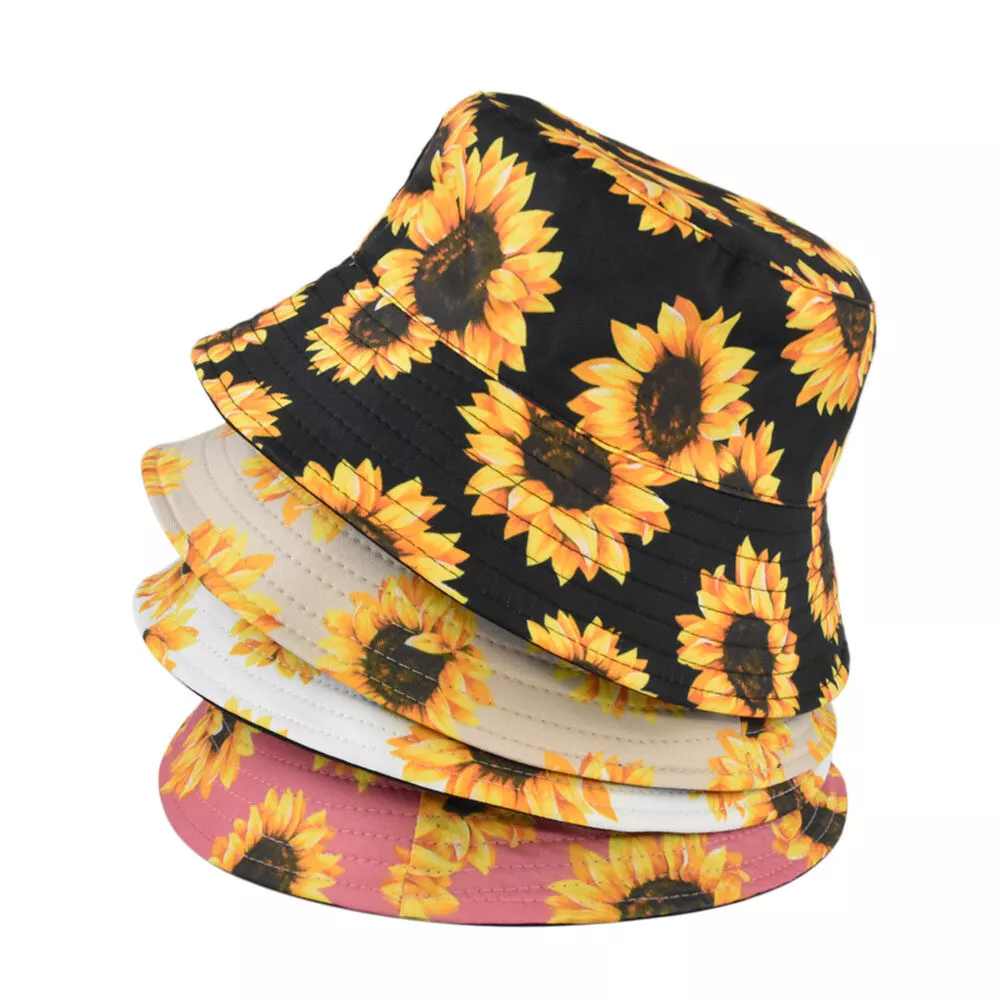 Unisex Cute Sunflower Bucket Hat Beach Sun Hats Cap for Women