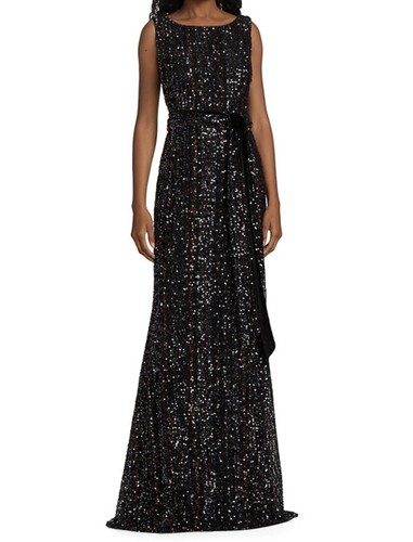 Badgley Mischka NEW Sleeveless Sequin Belted Column Gown Sz 16 $795.00 - Picture 6 of 24