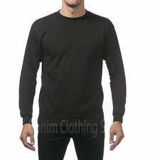 Pro Club Men's Heavyweight Cotton Long Sleeve T-Shirt Crew Neck Plain Tee S-7XL