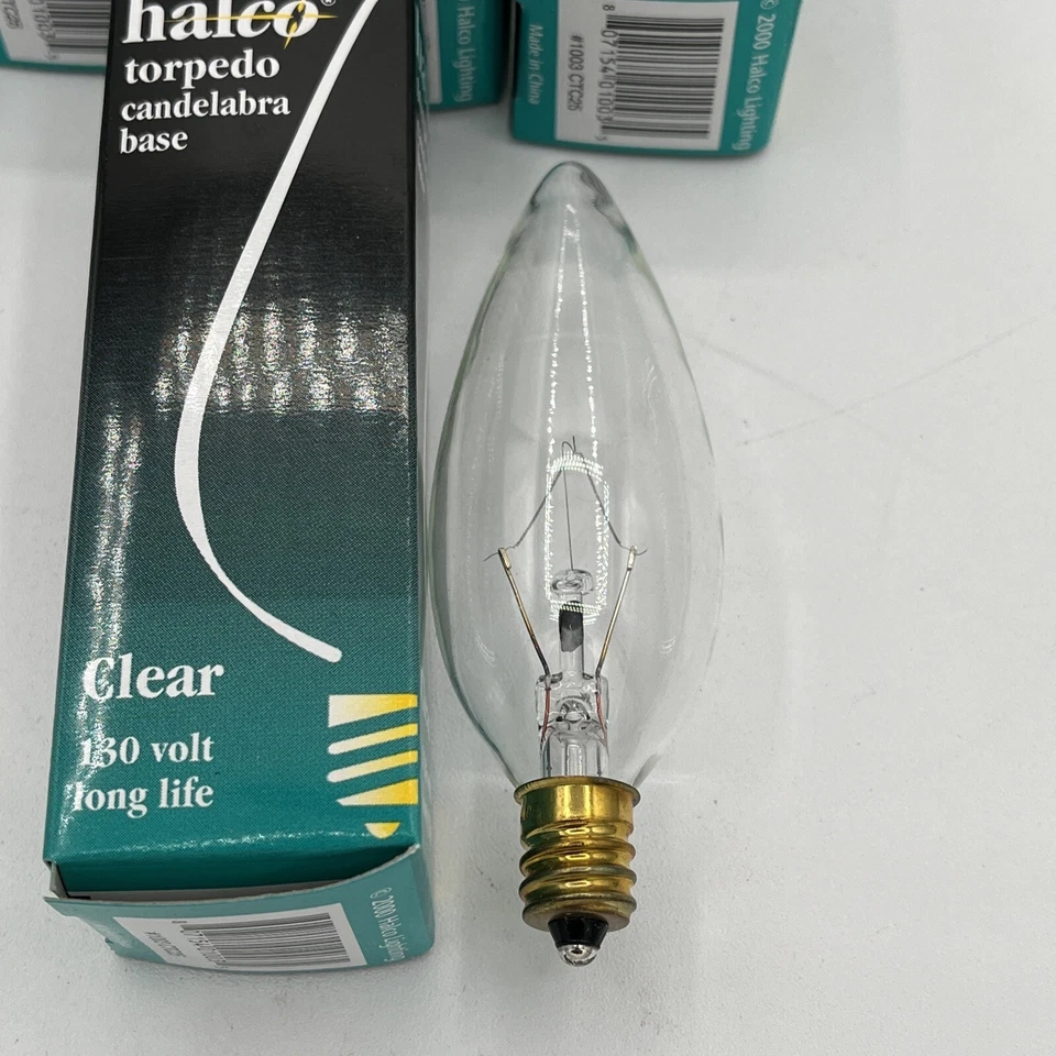6 Halco CTC25  25W Torpedo Candelabra Base Clear CRC25 #1003 - Image 2 of 2