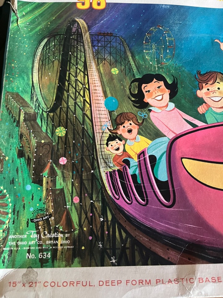 Rare Coney Island Ohio Art Technofix Tin Plastic WindUp Roller Coaster