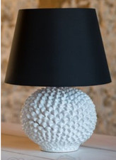 Lume da tavolo in ceramica di Caltagirone pigna palla bianco-nero made in Italy