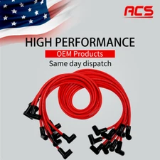9PCS High Performance RED Spark Plug Wires OEM HEI SBC BBC 350 383 454 PW-SBC350