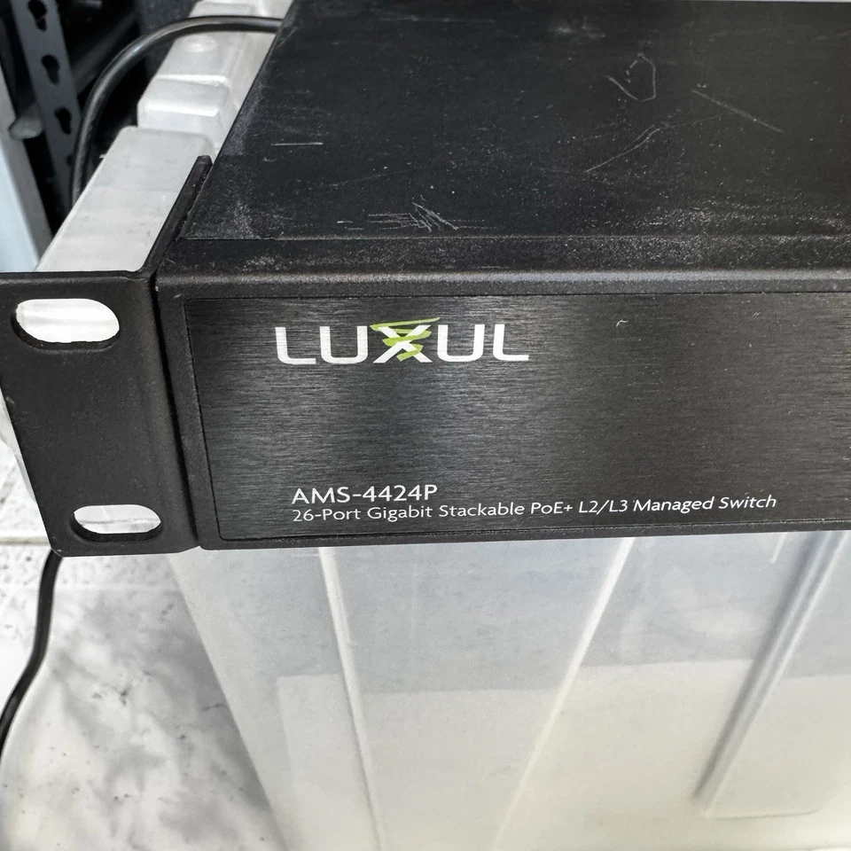 Luxul AMS-4424P 26-Port/24 PoE+ Stackable L2/L3 Switch - Used, Tested, Works! - Image 2 of 4