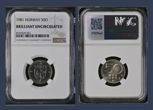1981 Norway 50 Ore Graded NGC Brilliant Uncirculated