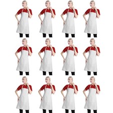 TSD STORY 12 Pcs White Aprons with 2 Pockets