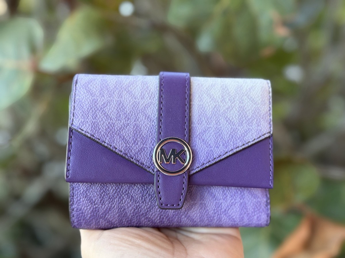 Michael Kors Greenwich MD Trifold Wallet MK Ombre Dark Purple