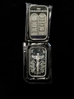 Vintage Jesus & Ten Commandments 2x 1oz .999 Fine Silver Art Bars Religious