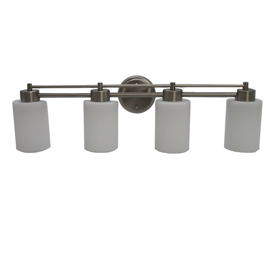 Lámpara de tocador moderna de 4 luces - vidrio blanco grabado - níquel cepillado Foto 3 de 4