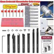 7X Drehmeißel Set 10mm Drehstahl Klemmhalter Bohrstange+ 7 Wendeschneidplatten