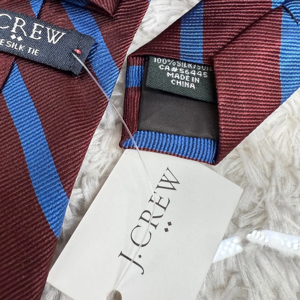 J.Crew 真丝领带全新带标签条纹领带商务面试正式蓝色学院 — 第 3/4 张图片
