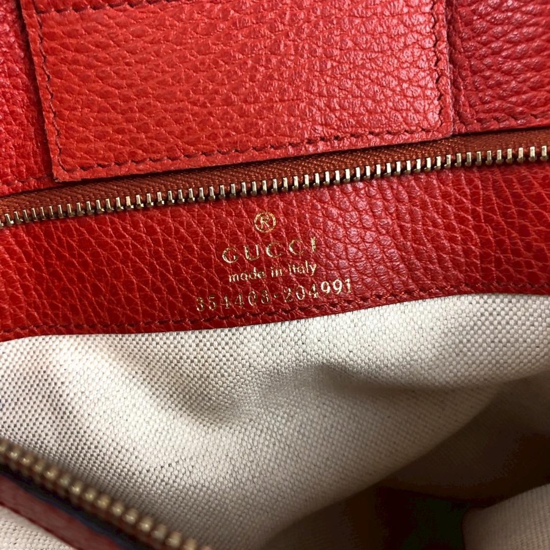 GUCCI Red Leather Swing Tote Bag Women Authentic Used thumbnail 9