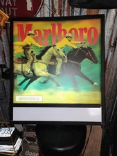 RARE VINTAGE 1997 MARLBORO DOUBLE SIDED ELECTRIC LIGHT UP SIGN WORKING 20" X 23"