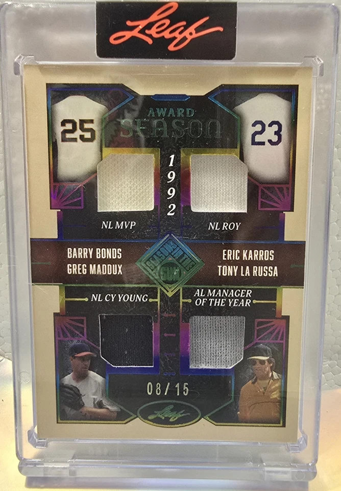 25 Leaf Season In The Sun Quad Relic Bonds Maddux Karros La Russa 8/15 AS-3 - Image 4 of 4