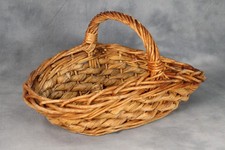 Vintage Einkaufskorb aus geflochtenem Rattan Baguette Brotmarkt mit Henkel
