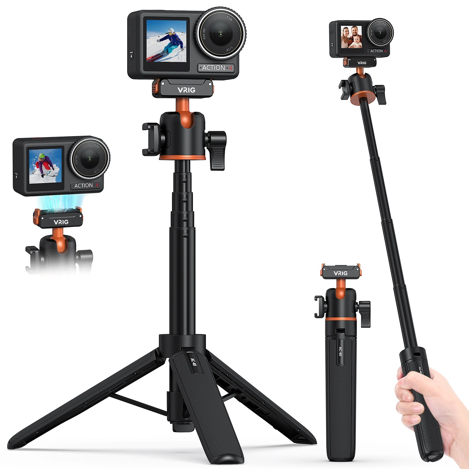 3 in 1 Portable Selfie Stick Handheld Tripod Stand For DJI Osmo Action 6/5/4 US