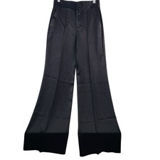 NEW Alice + Olivia Black Wide-Leg Satin Pants Size 2 MSRP $395