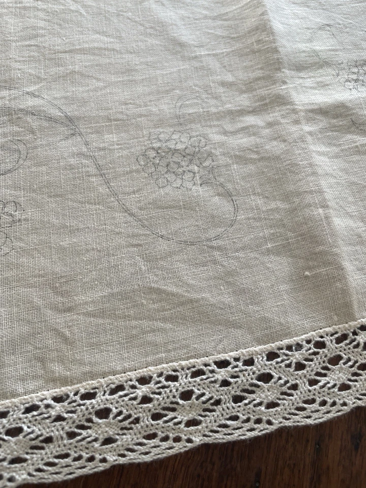 Vintage Semco Stamped Linen Table Runner Grapes Design Linen-Look 34x90cm Unused - Image 4 of 4