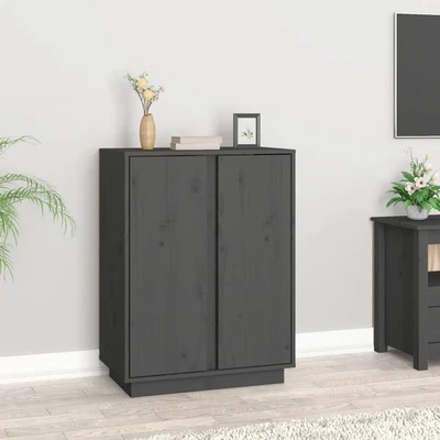 Buffet Armoire Rangement Salon Salle de Séjour Gris Bois Massif de Pin vidaXL - Photo 1/2