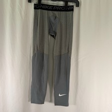 Nike Pro Leggings Boy's Medium Heathered Grey Pull On Dri Fit Elastic Waist