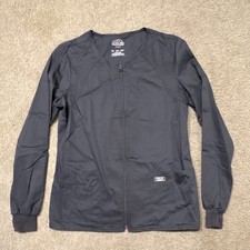 Cherokee Workwear Women Medical Scrub Jacket Long Sleeve Zip Front Black S