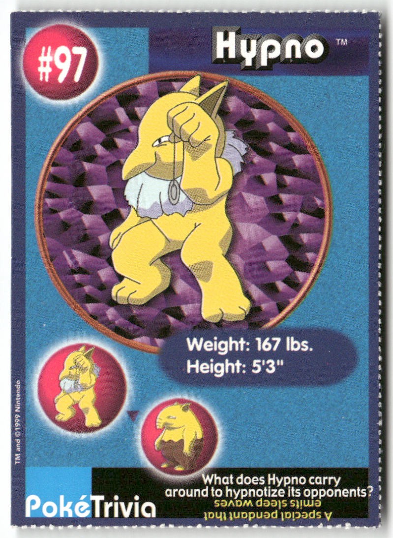 Hypno #97 PokeTrivia Pokemon 1999 Vintage 1st Movie Promo Card